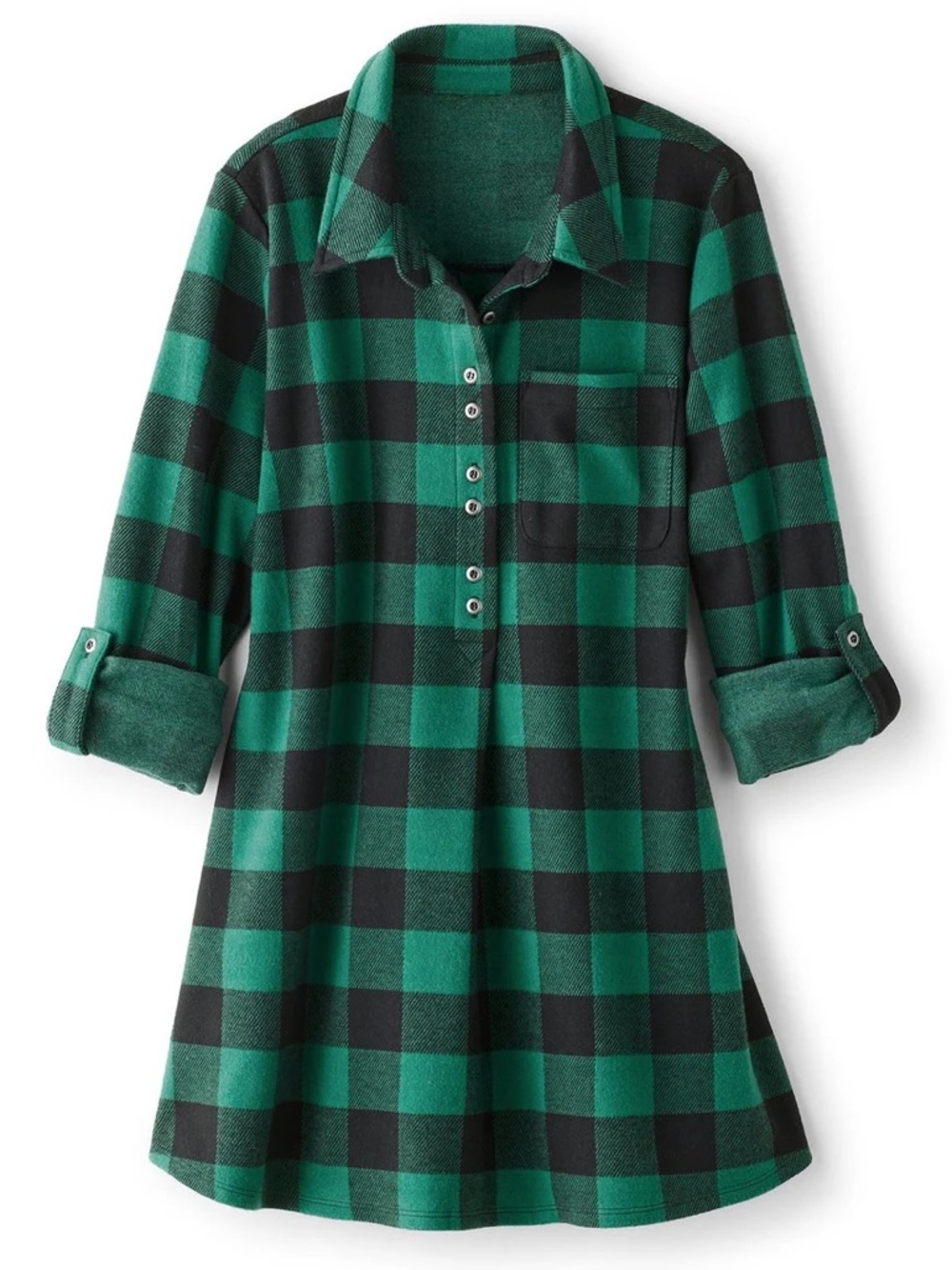 New - Soft Surroundings Mad About You Evergreen Black Buffalo Plaid Tunic